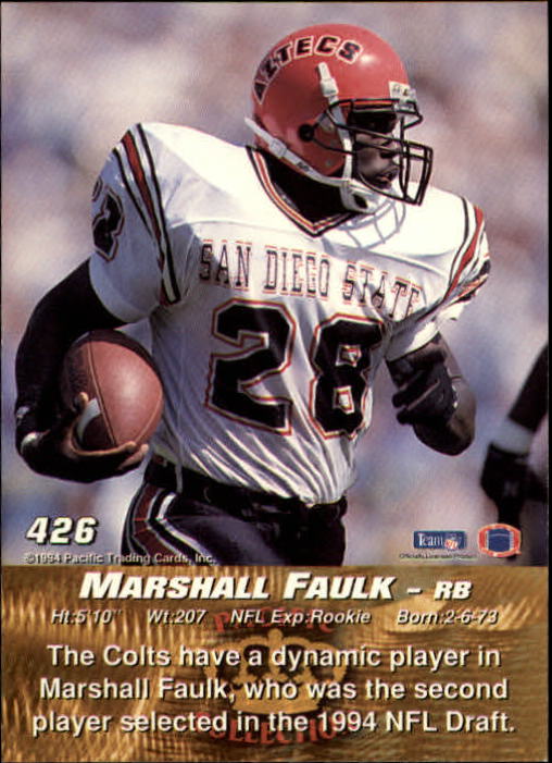 1994 Pacific #426 Marshall Faulk RC back image