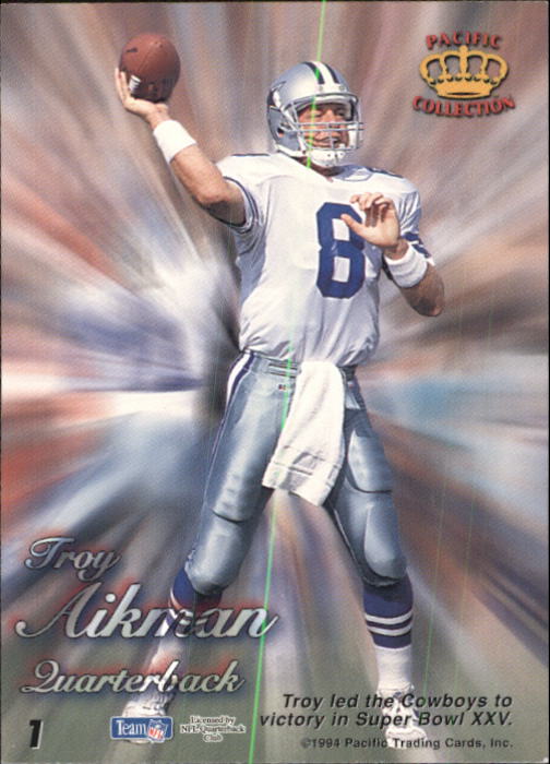 1994 Pacific Prisms #1 Troy Aikman UER back image
