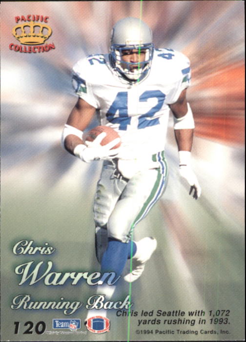 1994 Pacific Prisms #120 Chris Warren back image