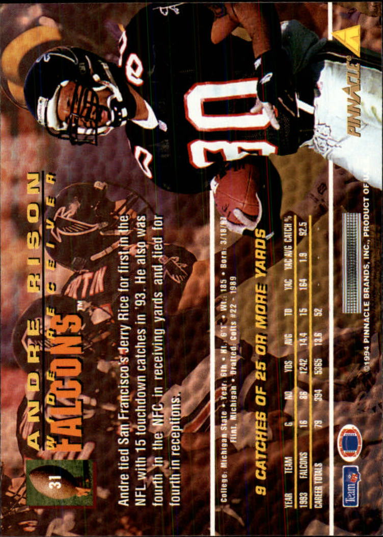 1994 Pinnacle #31 Andre Rison back image