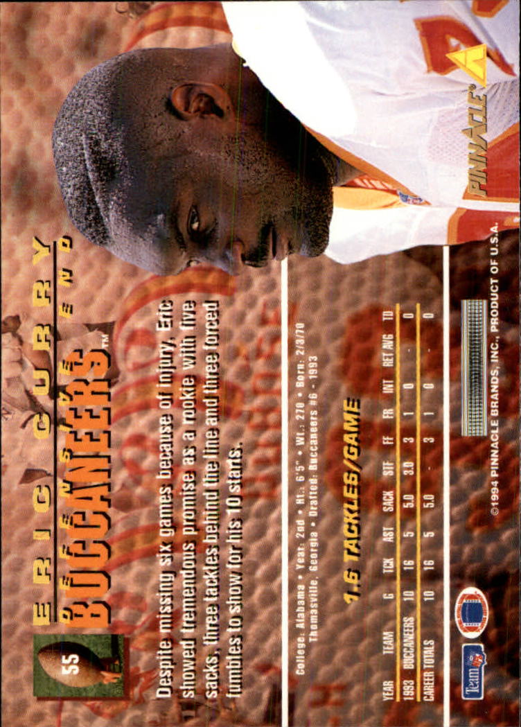 1994 Pinnacle #55 Eric Curry back image