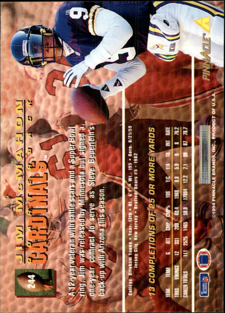 1994 Pinnacle 244 Jim McMahon From Factory Sealed Box MINT Card 