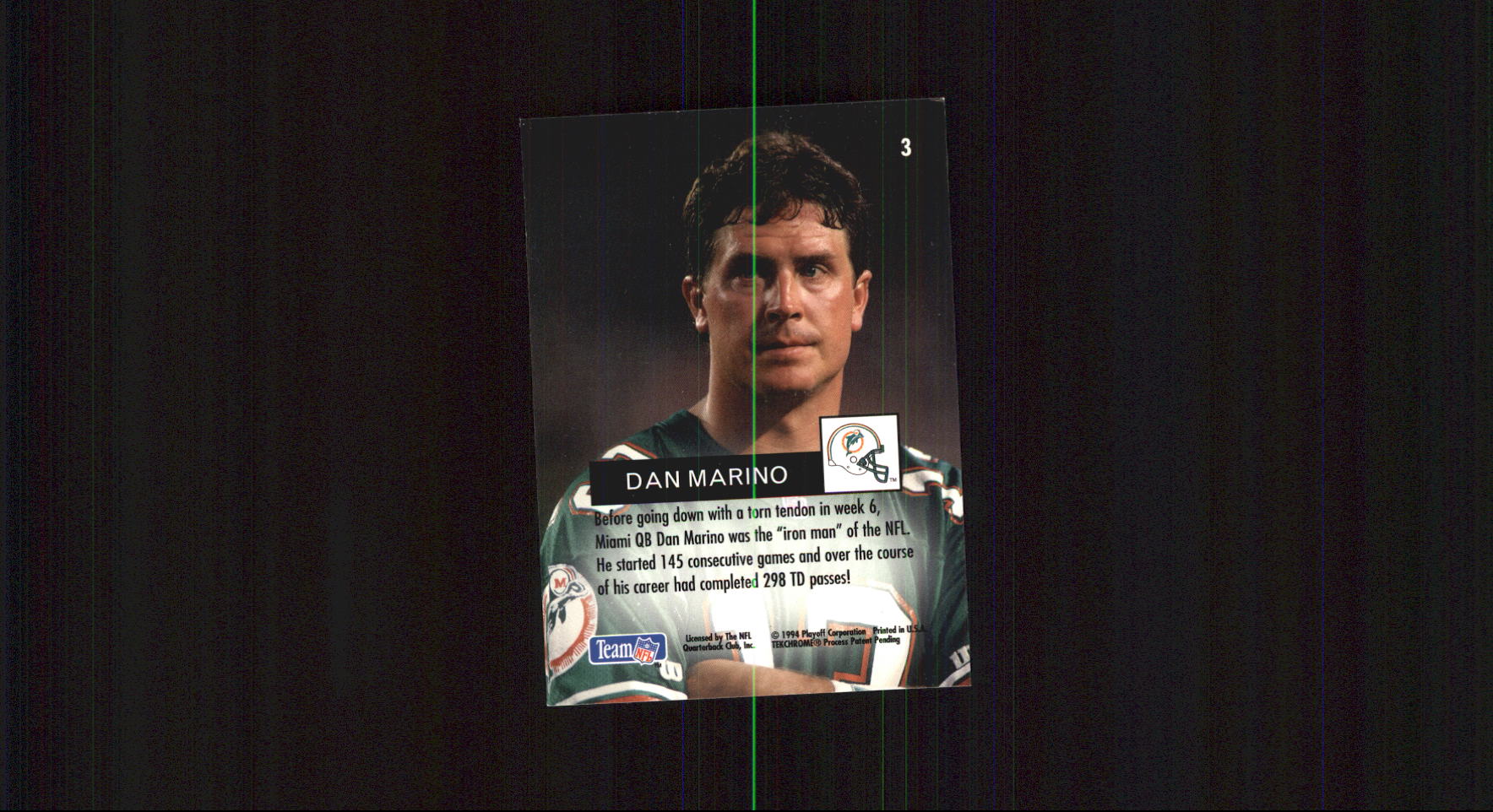 1994 Playoff #3 Dan Marino back image