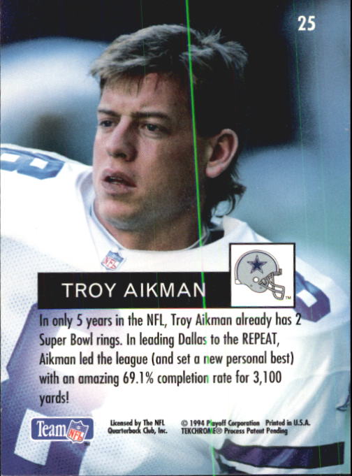 1994 Playoff #25 Troy Aikman back image