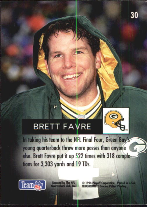 1994 Playoff #30 Brett Favre back image