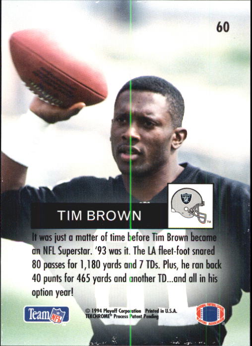 1994 Playoff #60 Tim Brown back image