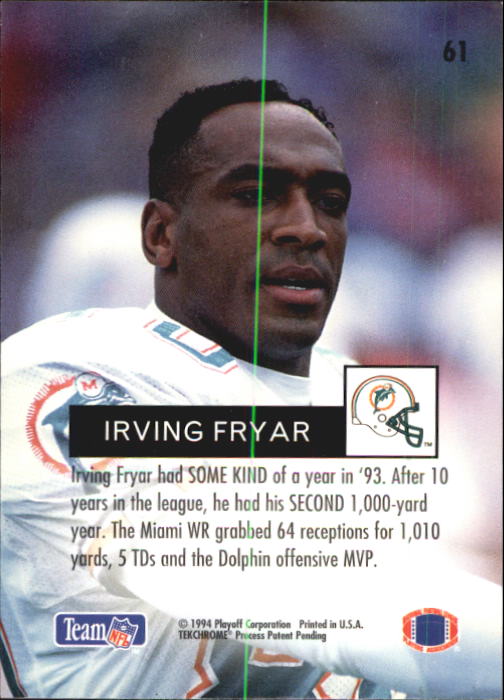 1994 Playoff #61 Irving Fryar back image