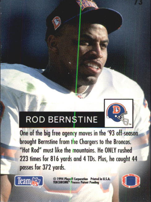 1994 Playoff #73 Rod Bernstine back image