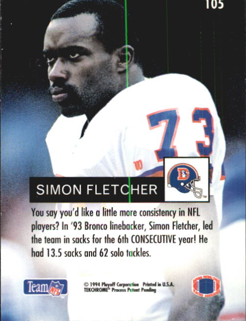 1994 Playoff #105 Simon Fletcher back image