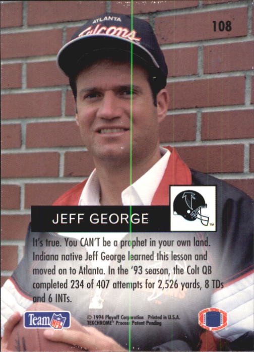 1994 Playoff #108 Jeff George back image
