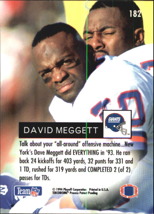 1994 Playoff #182 Dave Meggett back image