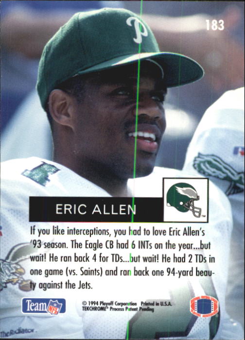 1994 Playoff #183 Eric Allen back image