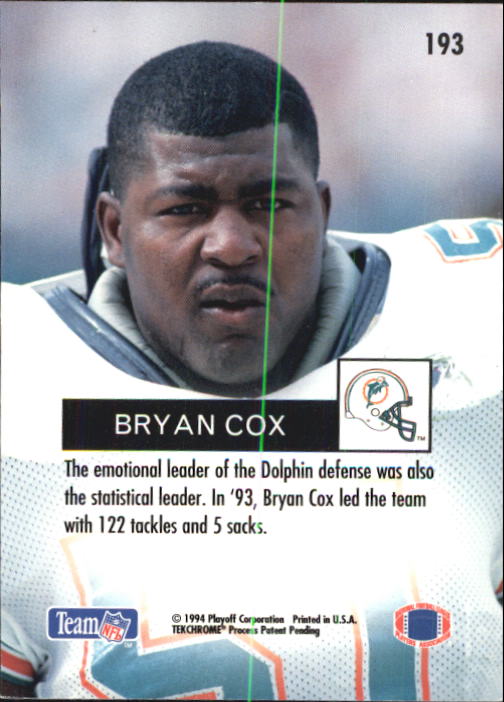1994 Playoff #193 Bryan Cox back image
