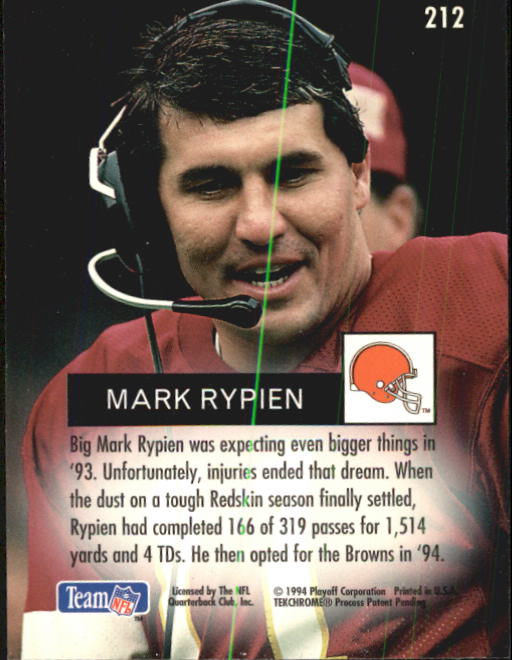 1994 Playoff #212 Mark Rypien back image