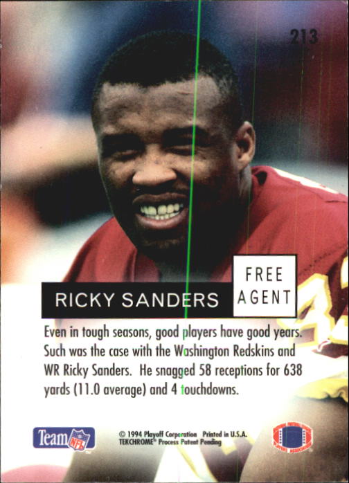 1994 Playoff #213 Ricky Sanders back image