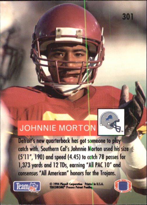 1994 Playoff #301 Johnnie Morton RC back image