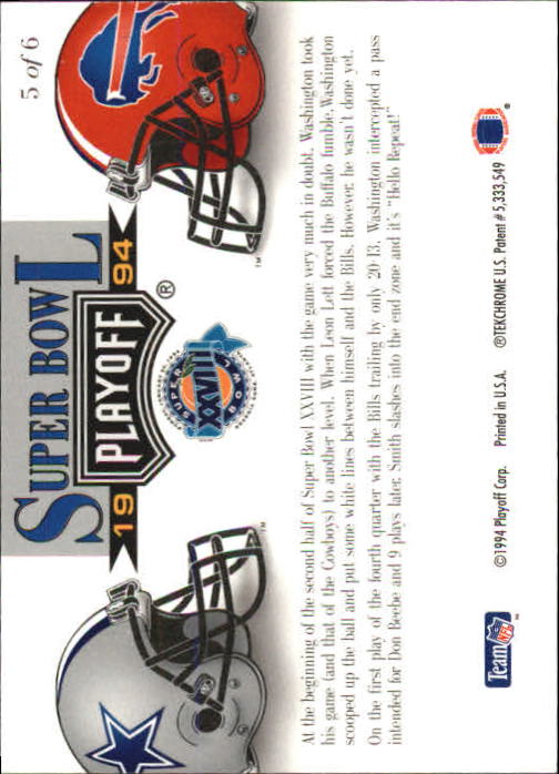 1994 Playoff Super Bowl Redemption #5 James Washington back image