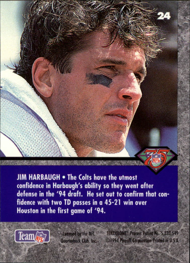 1994 Playoff Contenders #24 Jim Harbaugh back image