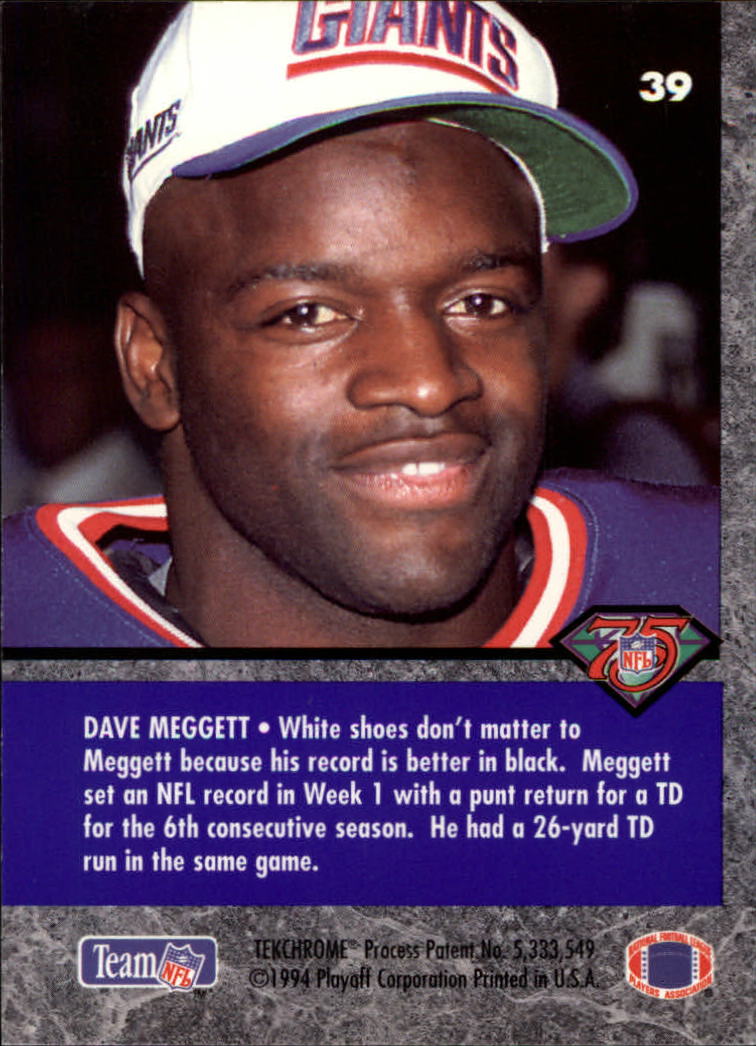 1994 Playoff Contenders #39 Dave Meggett back image