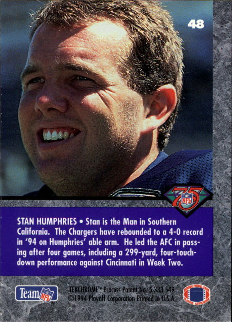 1994 Playoff Contenders #48 Stan Humphries back image