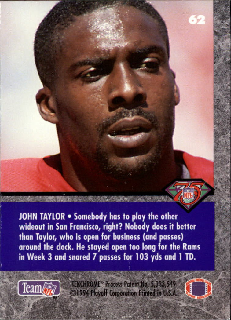 1994 Playoff Contenders #62 John Taylor back image