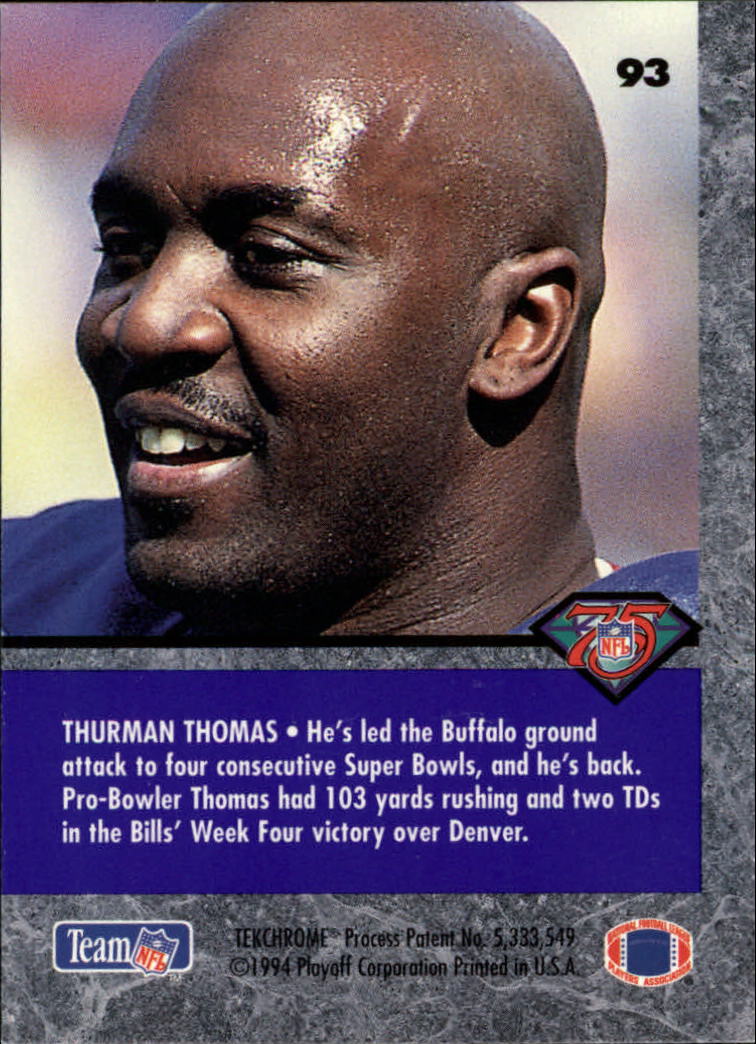 1994 Playoff Contenders #93 Thurman Thomas back image