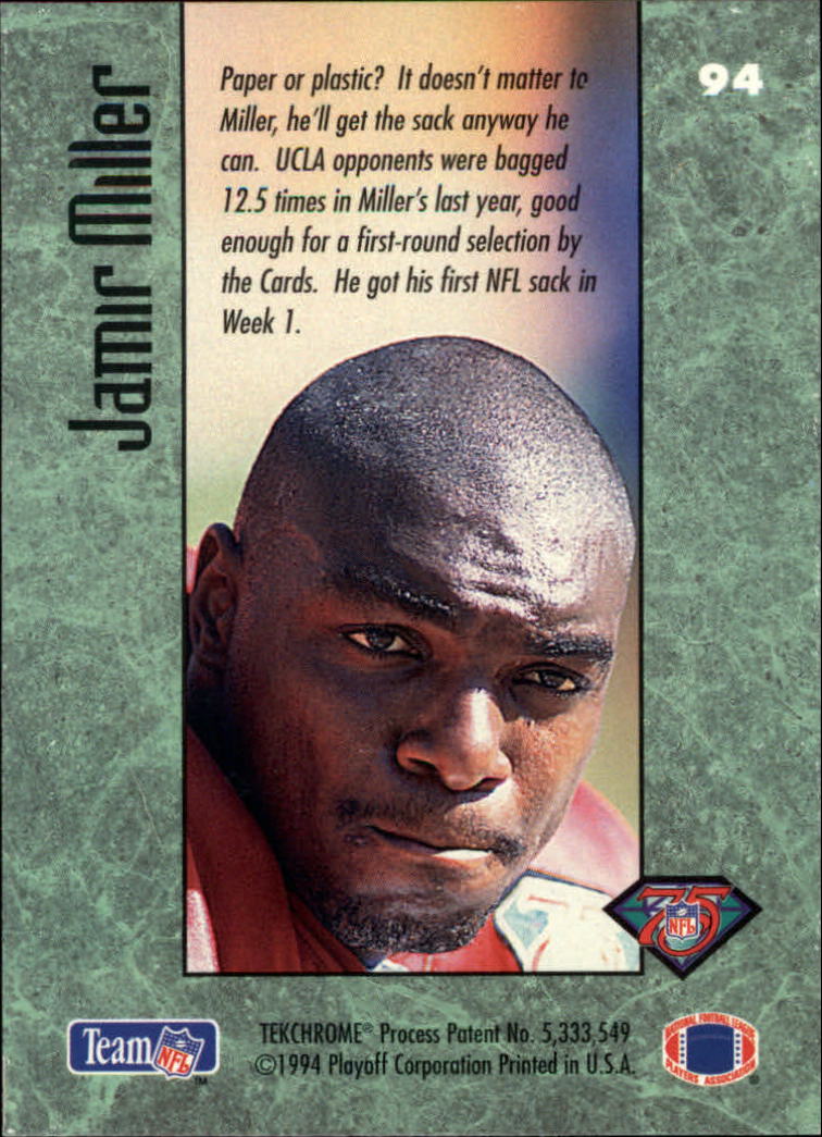 1994 Playoff Contenders #94 Jamir Miller RC back image