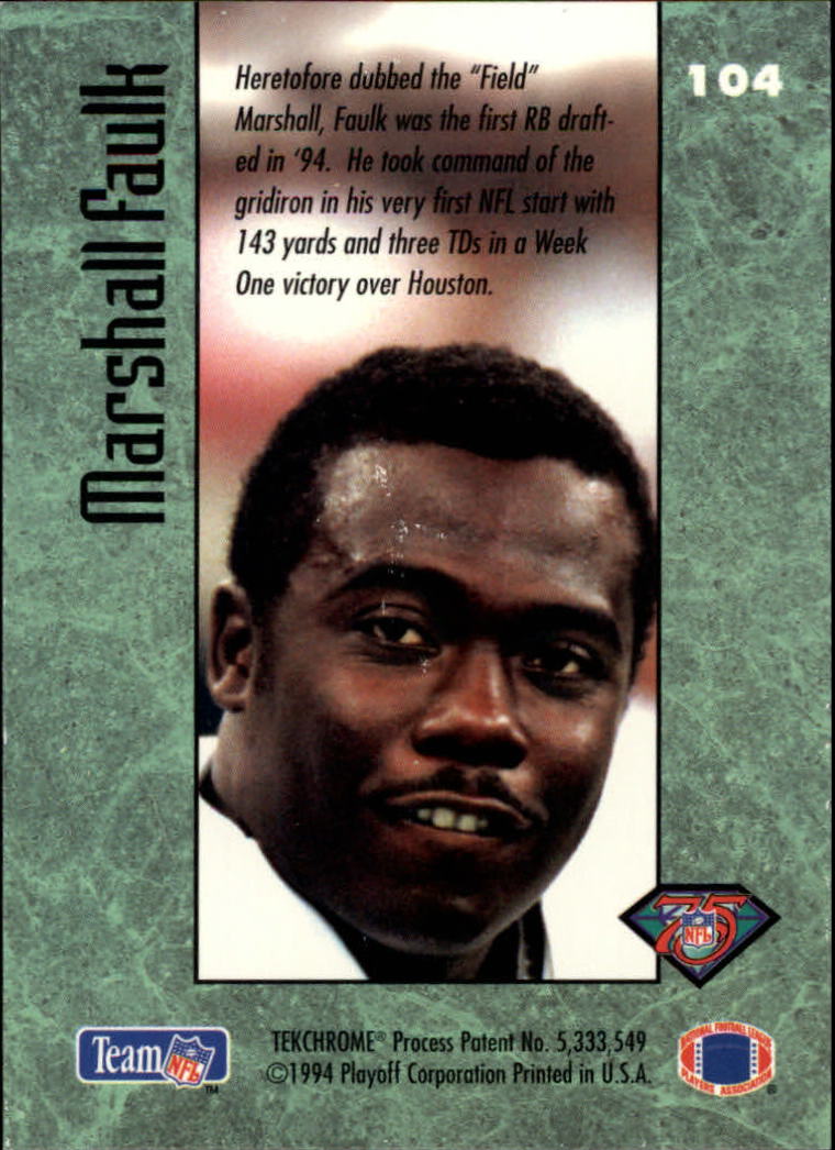 1994 Playoff Contenders #104 Marshall Faulk RC back image