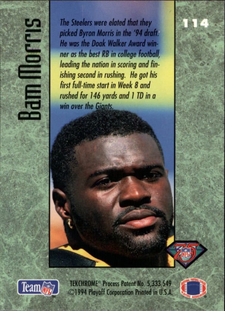 1994 Playoff Contenders #114 Byron Bam Morris RC back image