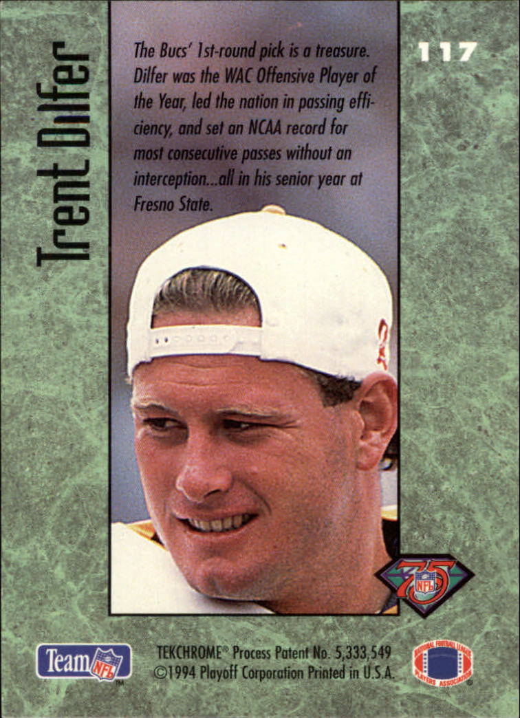 1994 Playoff Contenders #117 Trent Dilfer RC back image