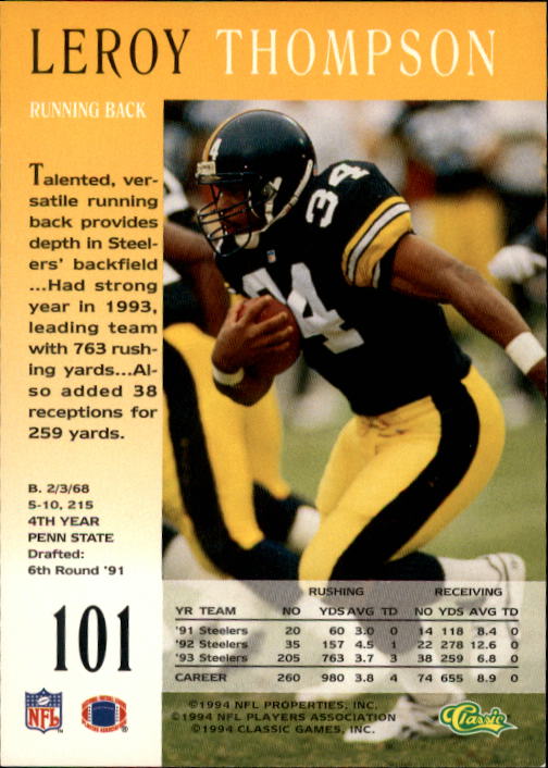 A6477- 1994 Pro Line Live Football Card #s 1-250 -You Pick- 15+ FREE US SHIP