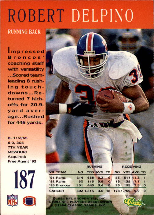 A6477- 1994 Pro Line Live Football Card #s 1-250 -You Pick- 15+ FREE US SHIP