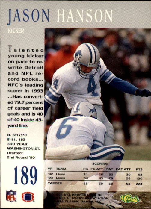 A6477- 1994 Pro Line Live Football Card #s 1-250 -You Pick- 15+ FREE US SHIP