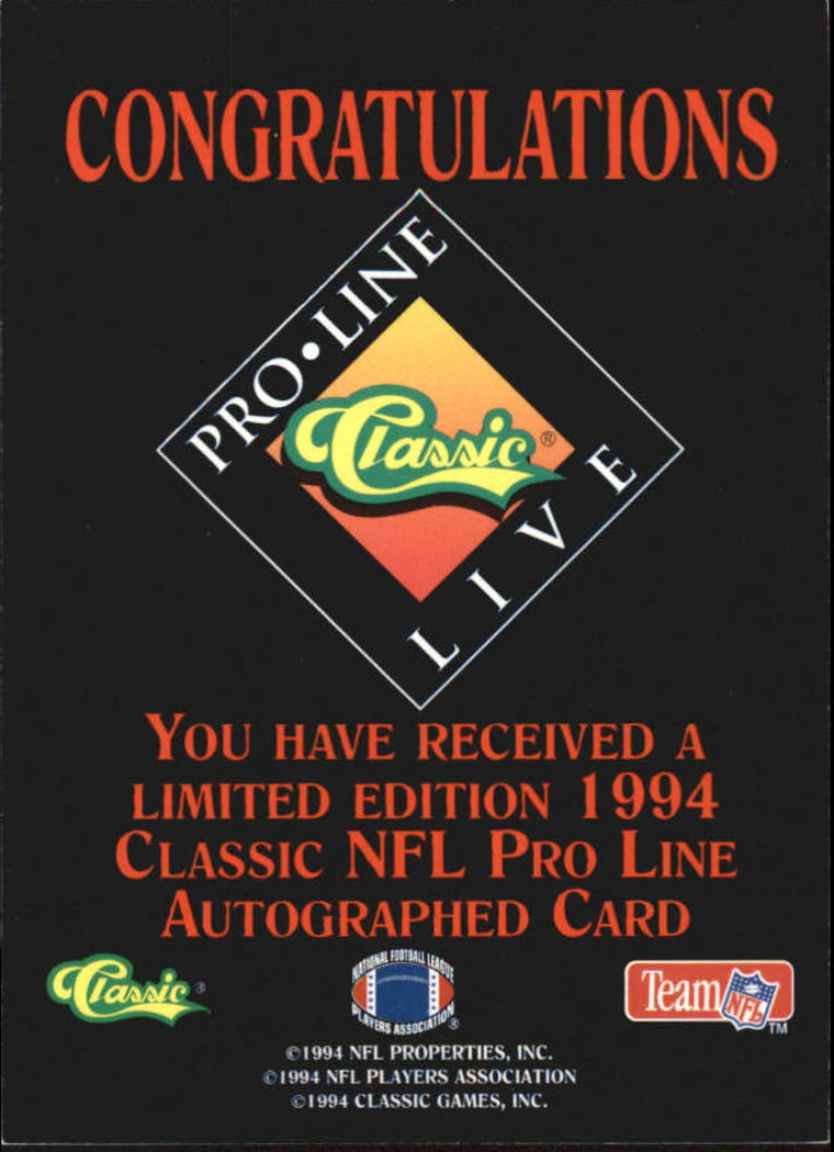 1994 Pro Line Live Autographs #48 Henry Ford/1110 back image