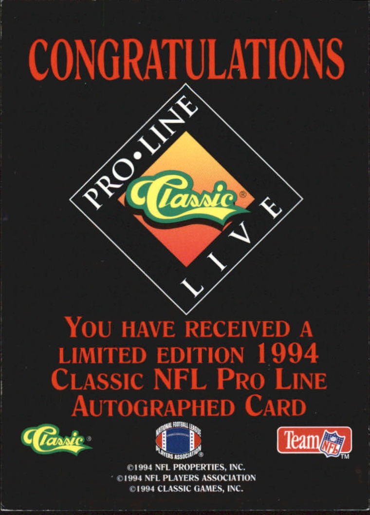 1994 Pro Line Live Autographs #78 Antonio Langham/1240 back image