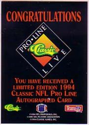 1994 Pro Line Live Autographs #87 Russell Maryland/1945 back image