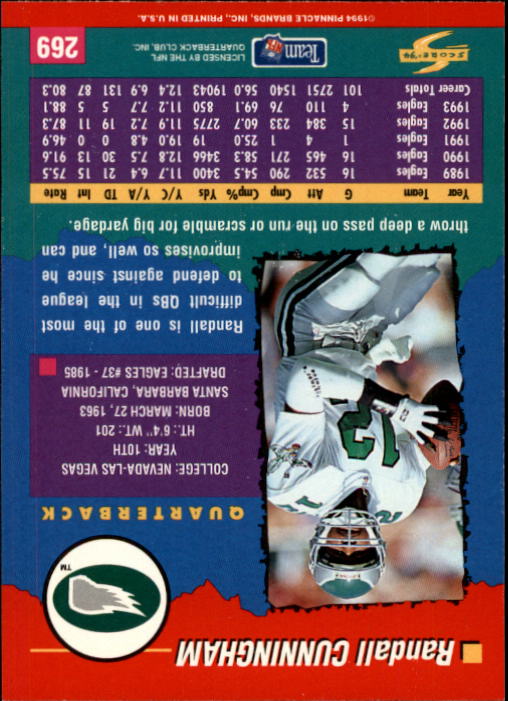 1994 Score #269 Randall Cunningham back image