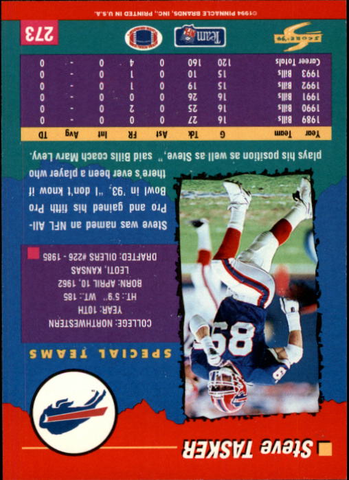 1994 Score #273 Steve Tasker back image