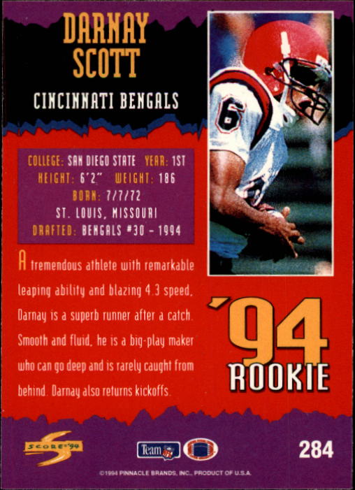 1994 Score #284 Darnay Scott RC back image