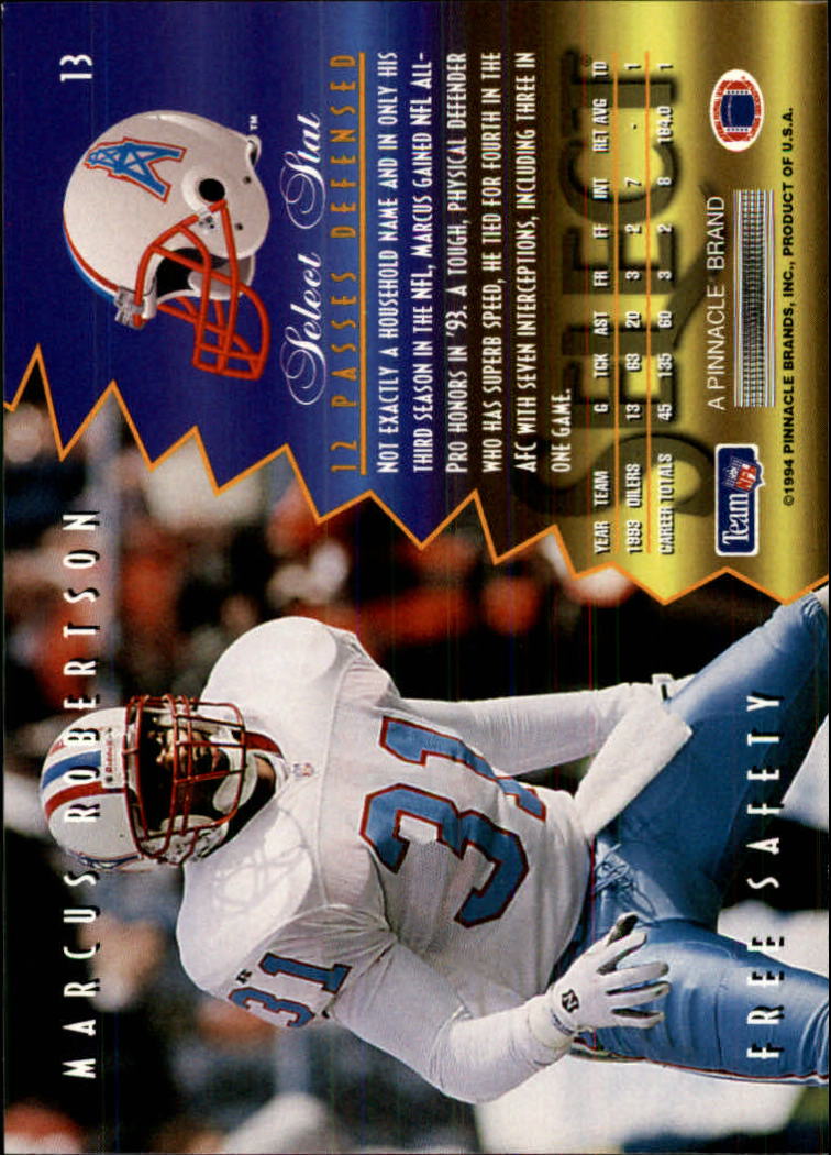 1994 Select #13 Marcus Robertson back image