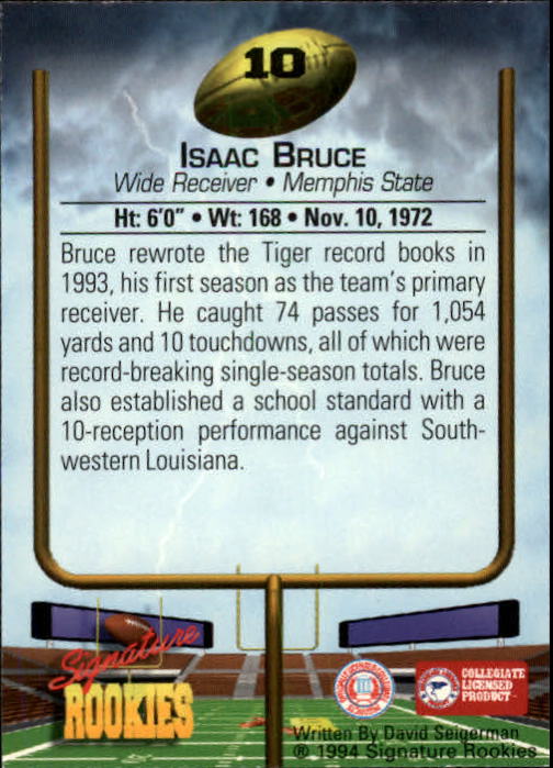 1994 Signature Rookies #10 Isaac Bruce back image