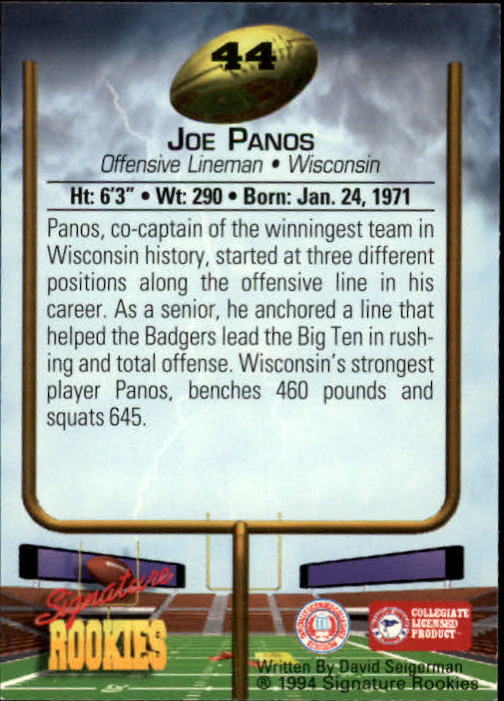 1994 Signature Rookies #44 Joe Panos back image