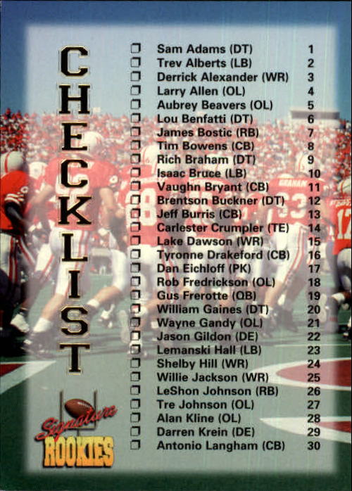 1994 Signature Rookies #60 Checklist
