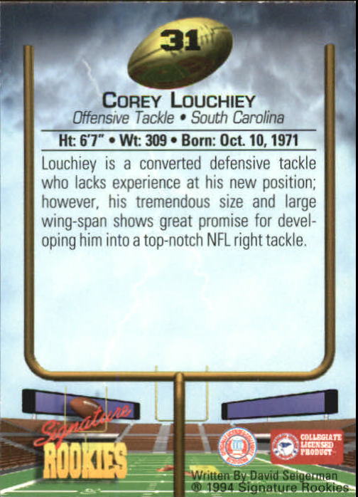 1994 Signature Rookies Autographs #31 Corey Louchiey back image