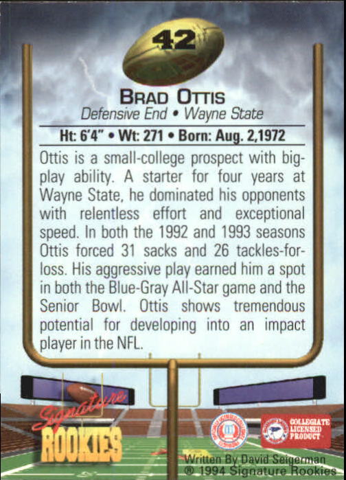 1994 Signature Rookies Autographs #42 Brad Ottis back image