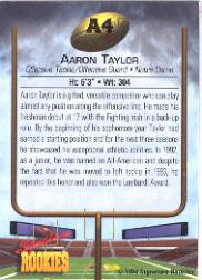 1994 Signature Rookies Hottest Prospects #A4 Aaron Taylor back image