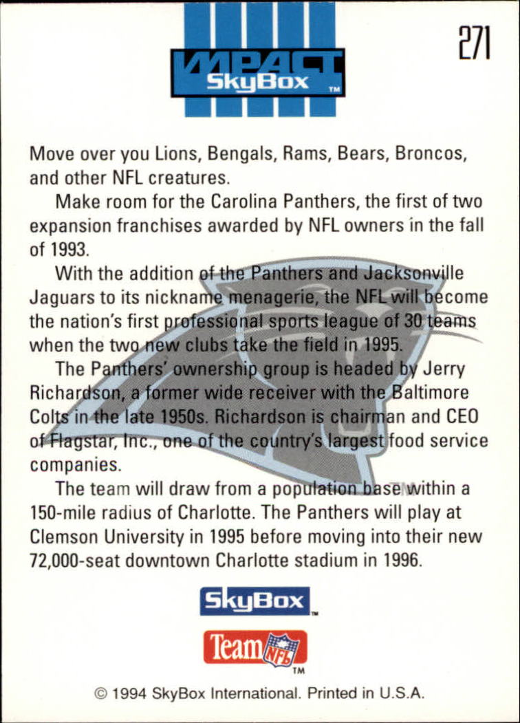 1994 SkyBox Impact #271 Carolina Panthers back image