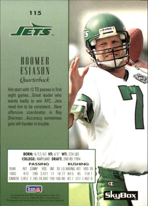 1994 SkyBox Premium #115 Boomer Esiason back image