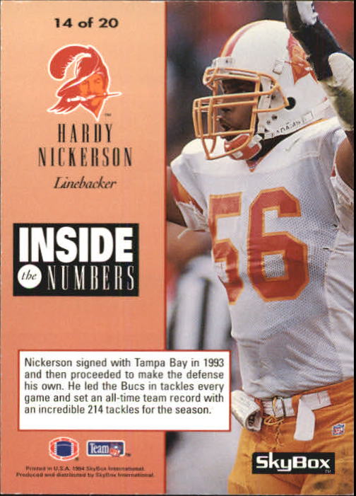 1994 SkyBox Premium Inside the Numbers #14 Hardy Nickerson back image