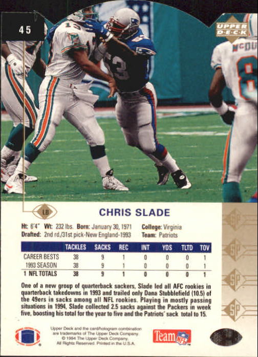 1994 SP Die Cuts #45 Chris Slade back image